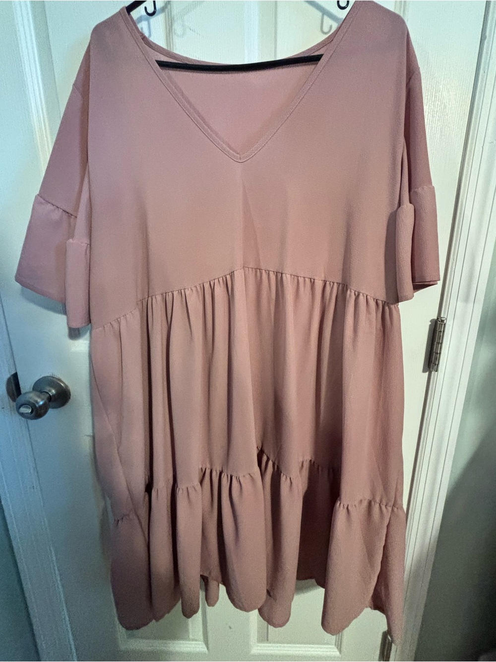😍SHEIN Dusty Rose V-Neck Tiered Tunic 2X